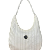 Celine Vintage White Leather Stitch Hobo Shoulder Bag