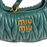 Miu Miu Dark Green Nappa Leather Wander Matelasse Micro Hobo Bag