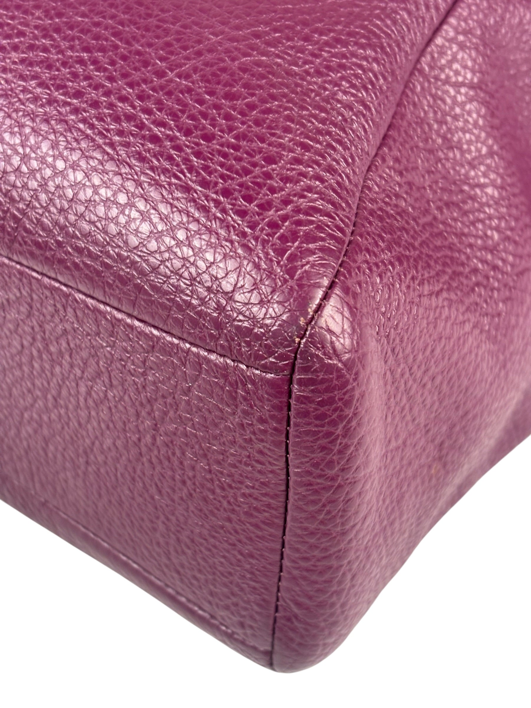 Coach Purple Pebbled Leather Small Kelsey Satchel Two-Way Bag
