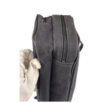 Burberry Black Leather Trim Canvas Pouch Bag