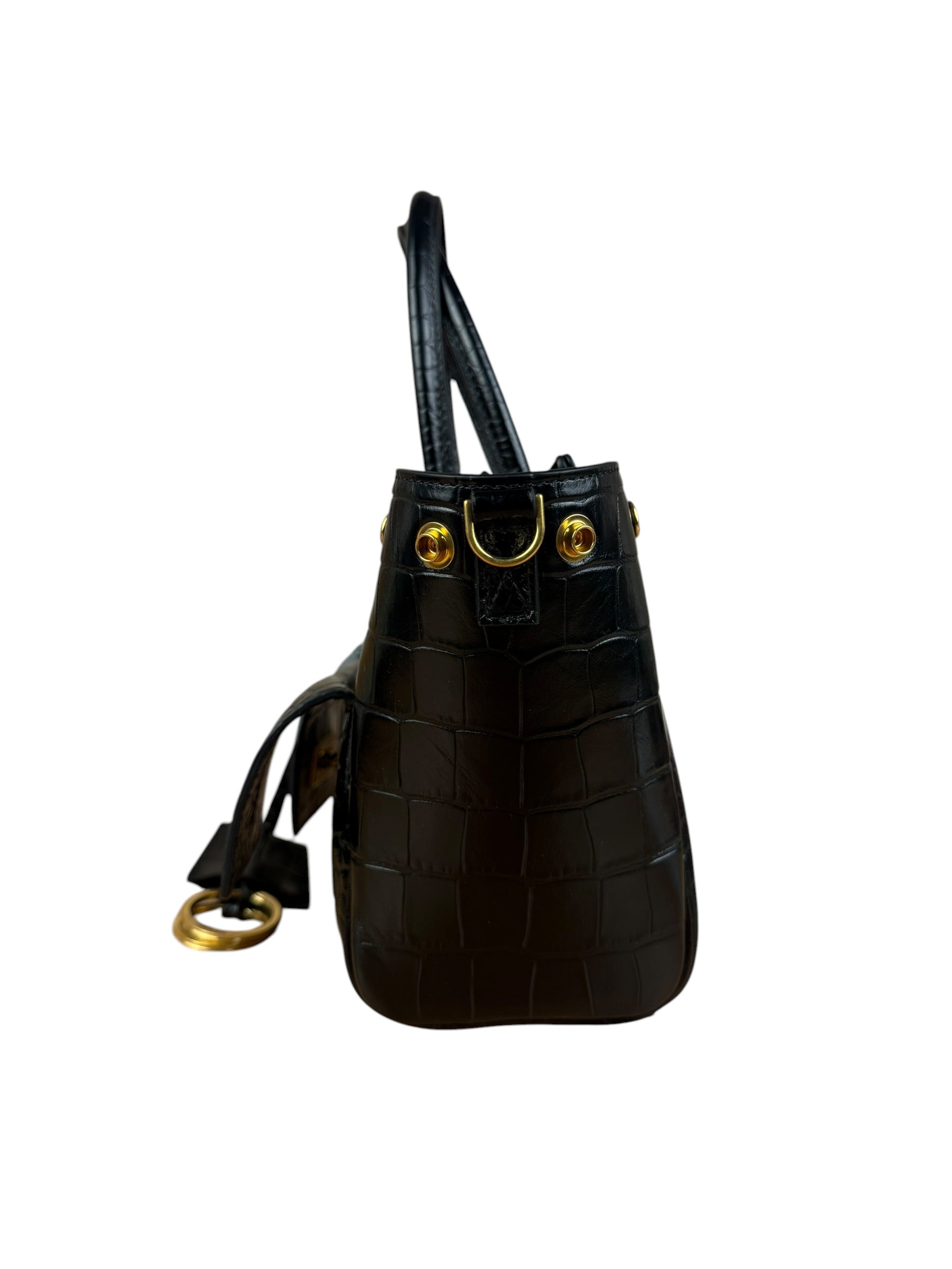 Balenciaga Black Leather Mini Bel Air Carry All Two-Way Bag