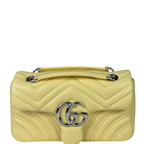 Gucci Yellow Leather Matelasse Marmont Shoulder Bag