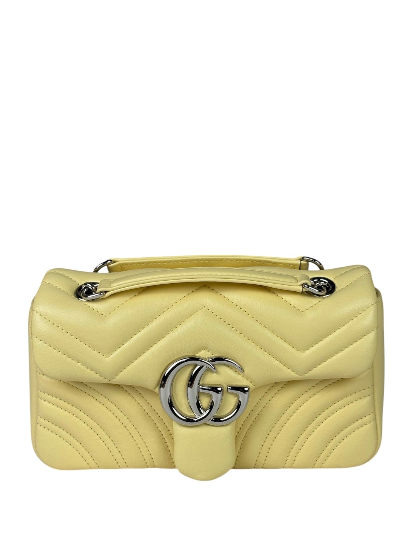Gucci Yellow Leather Matelasse Marmont Shoulder Bag