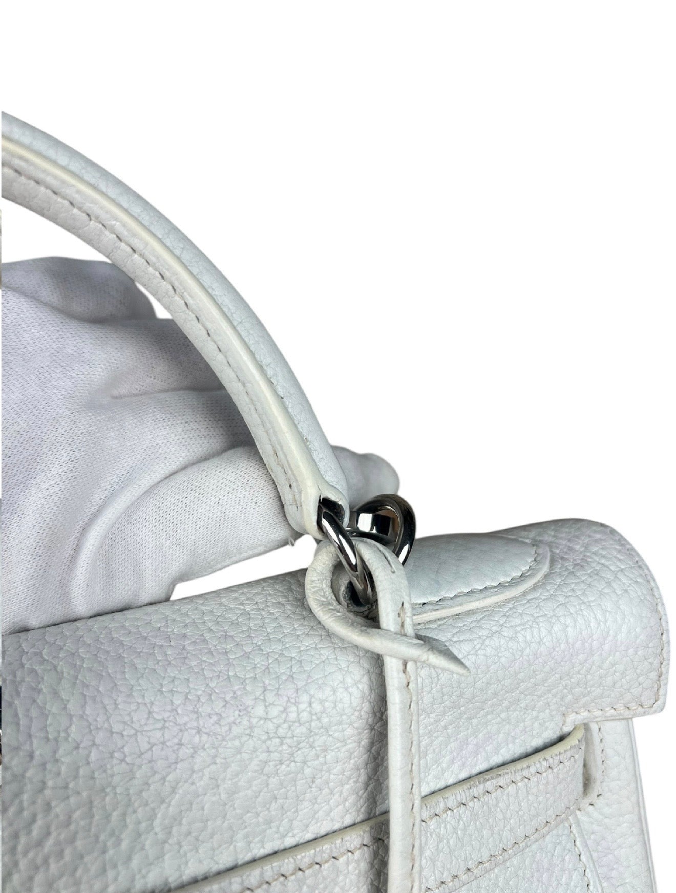 Hermes Kelly 32 White Clemence Leather Handbag 2008