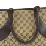 Gucci Brown Leather Trim GG Supreme Shoulder Bag