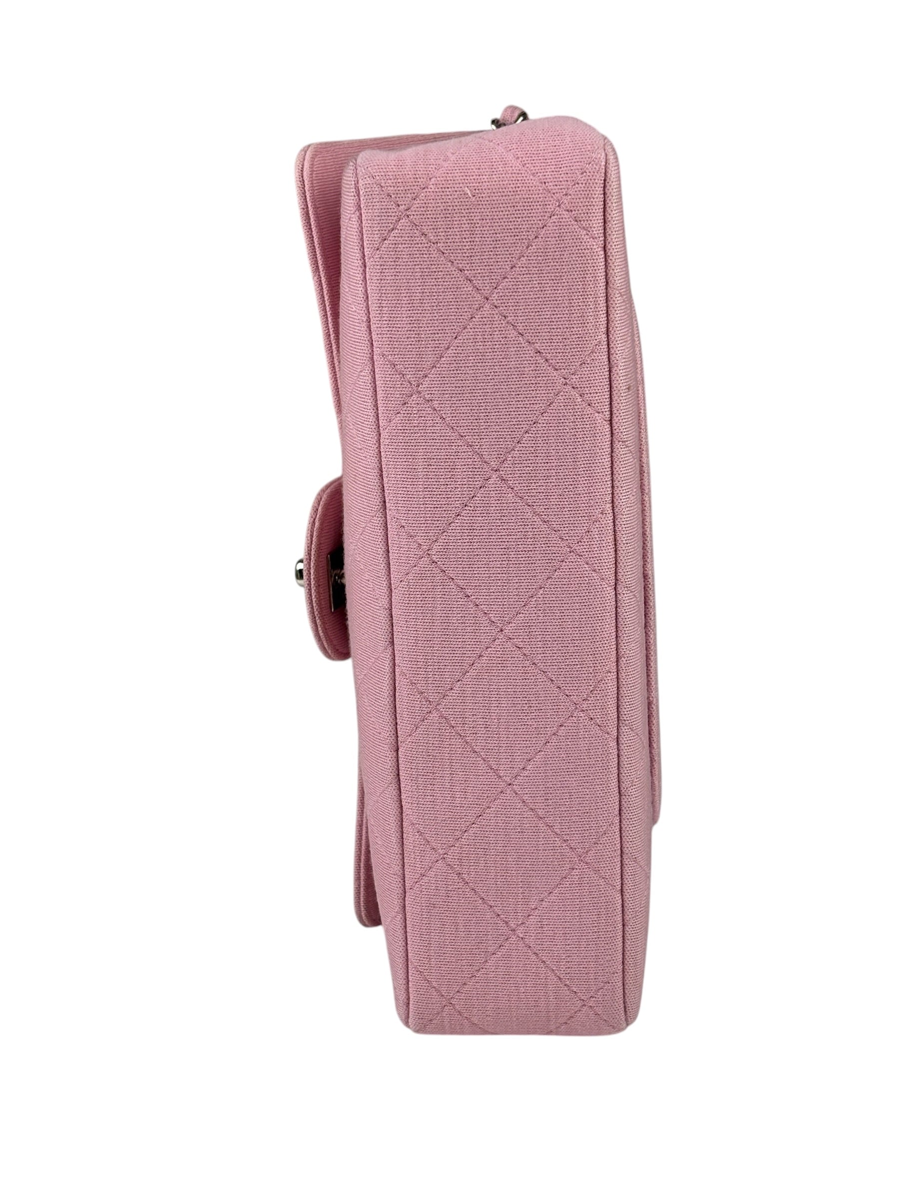 Chanel Pink Quilted Jersey Classic Flap Bag 1997