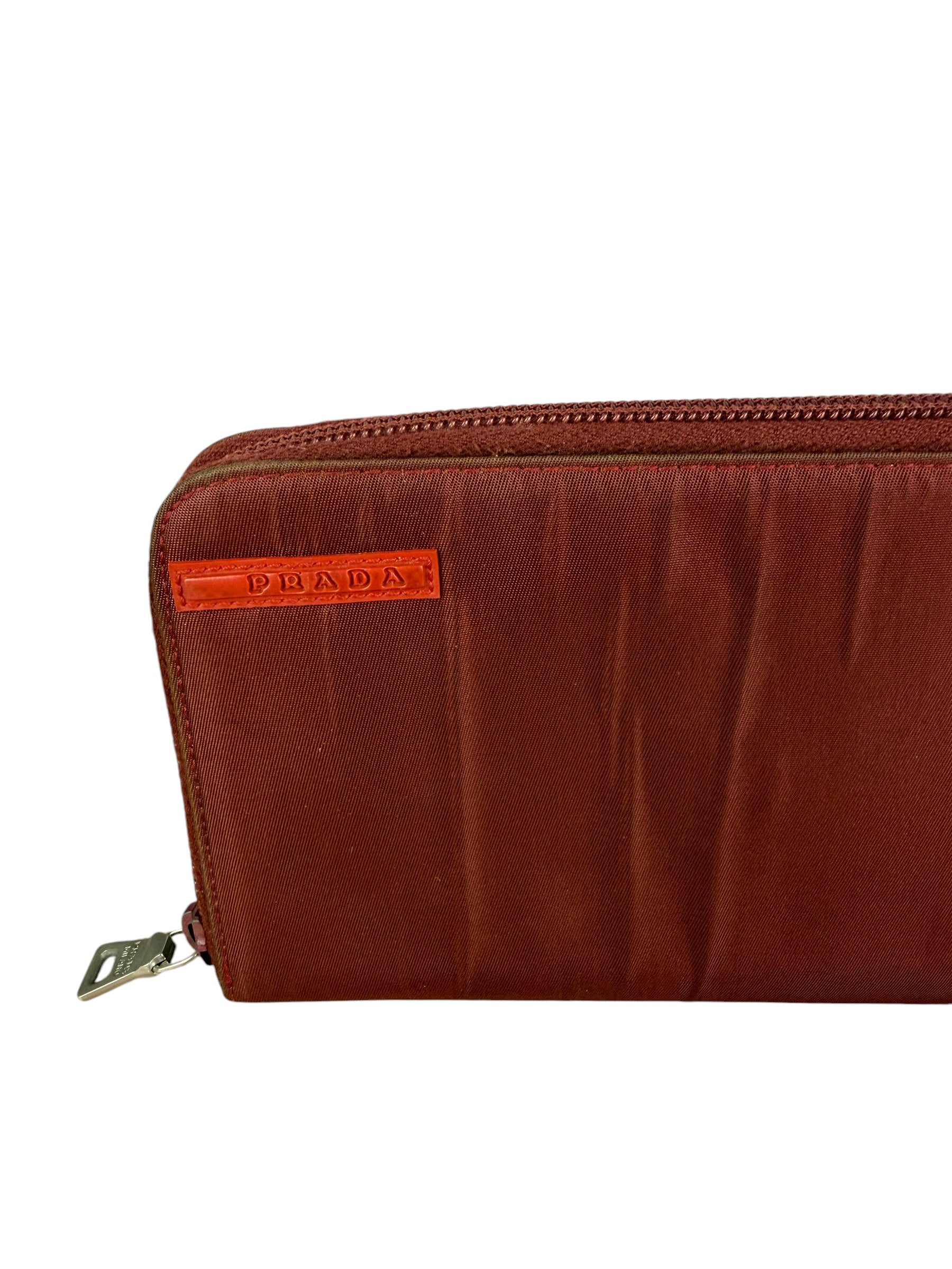Prada Vintage Red Nylon Zip-Around Sport Long Wallet