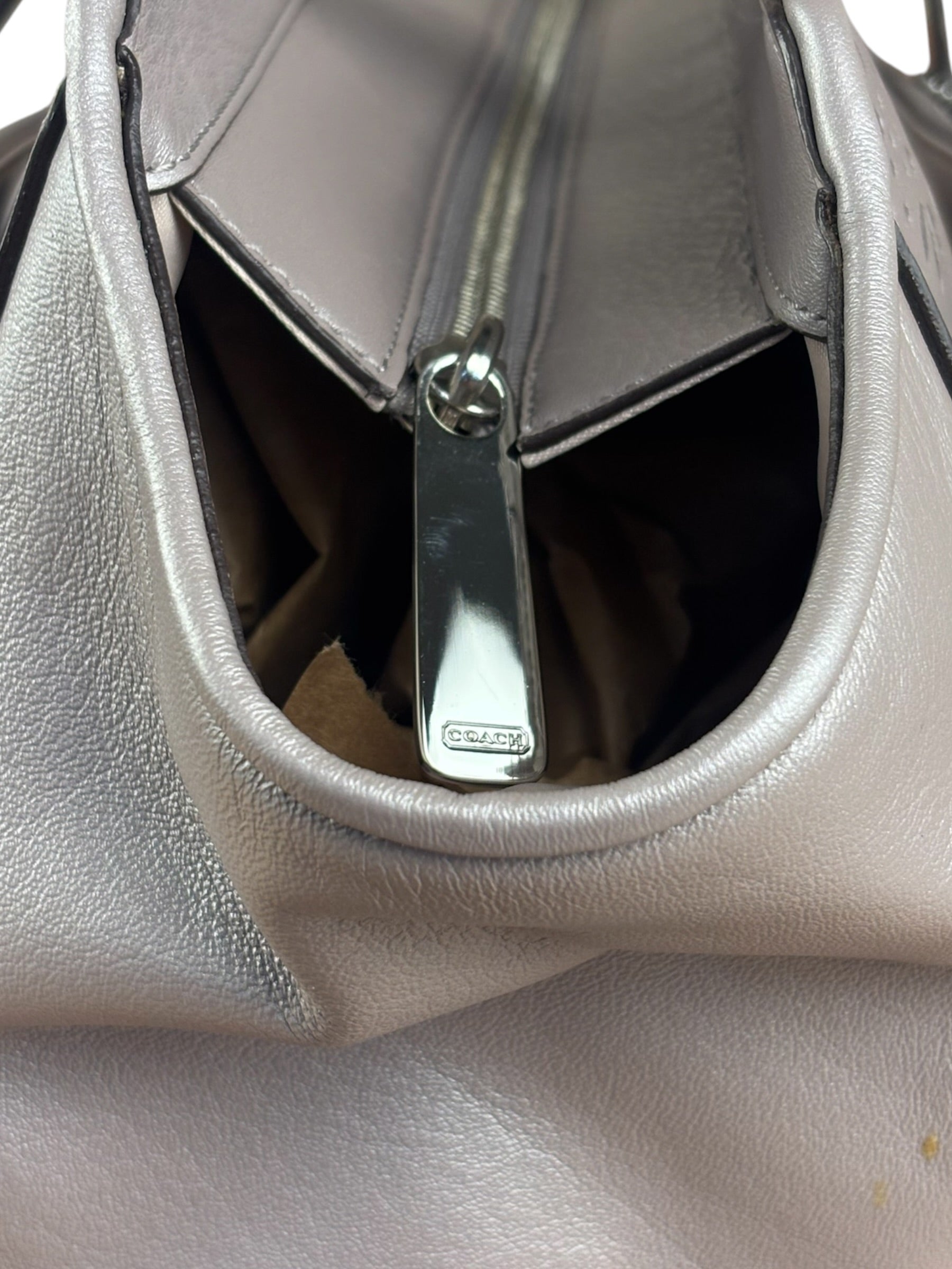 Coach Putty Grey Leather Taylor Eyelet Caryall Shoulder Bag