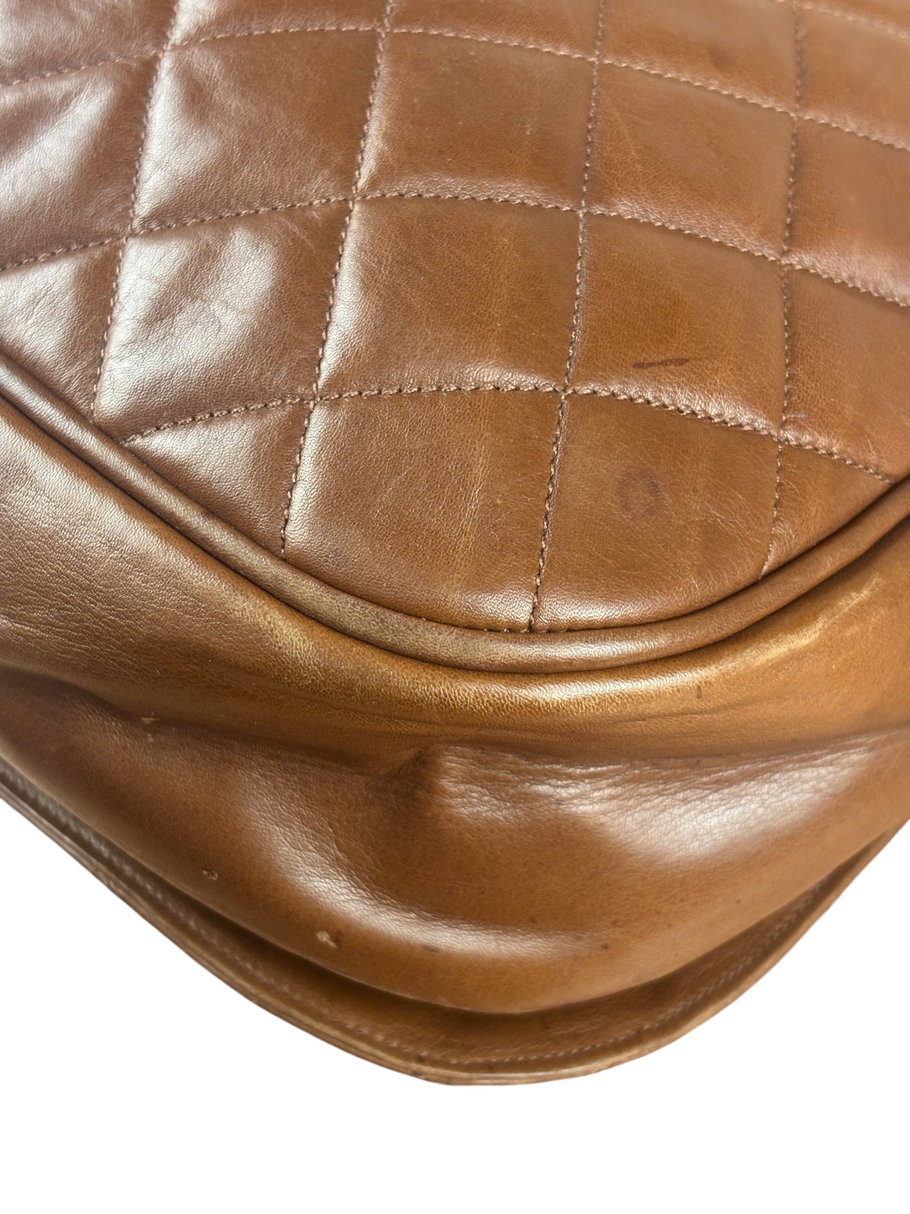 Chanel Brown Quilted Leather Flap Chain Messenger Bag