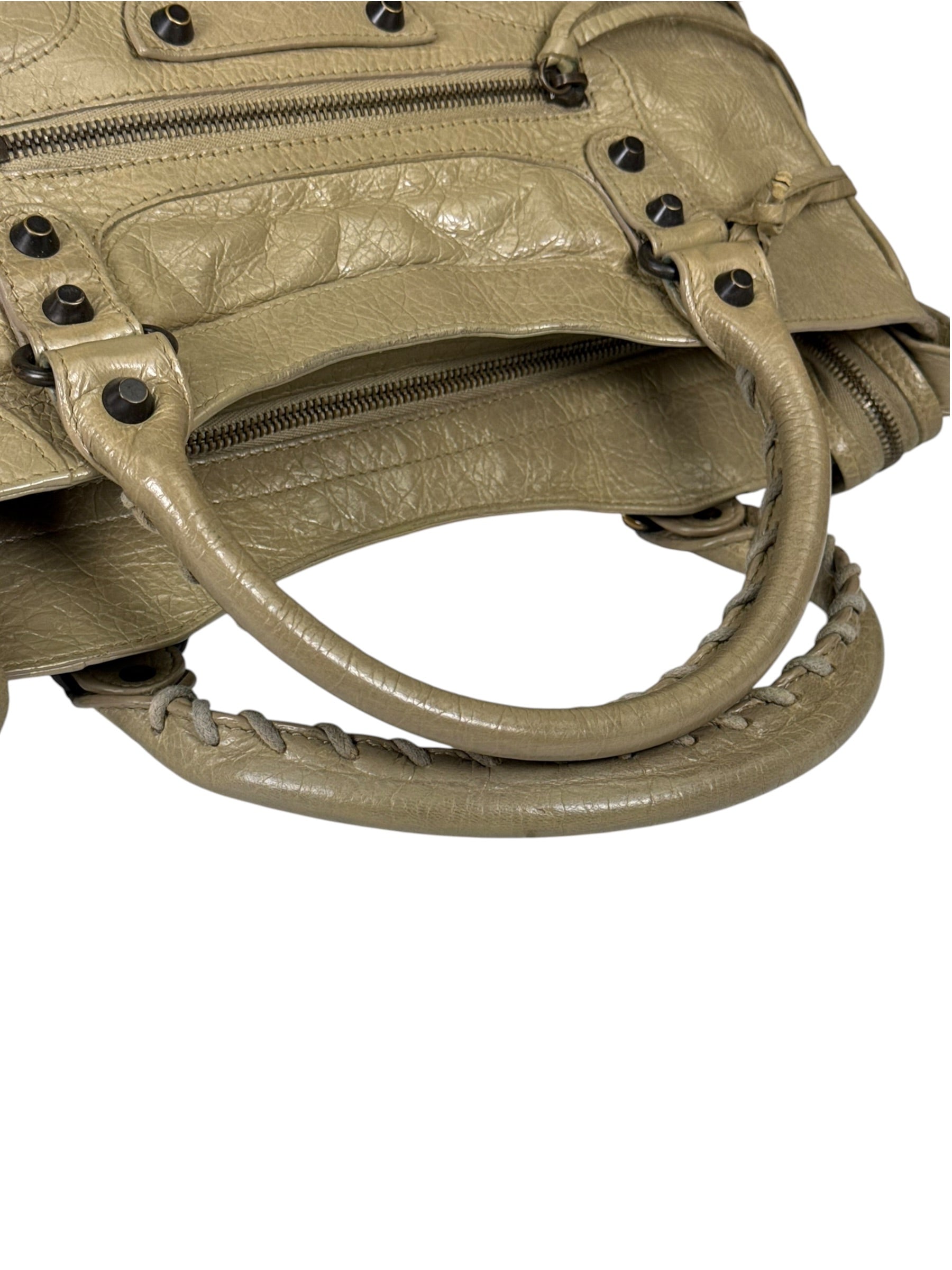 Balenciaga Olive Lambskin Velo Moto Two-Way Bag