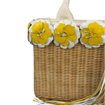 Prada Midollino Leather Trim Wicker Canvas Flower Basket