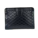 YSL Black Leather Baby Victoire Chain Clutch