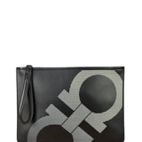 Salvatore Ferragamo Black Leather Clutch