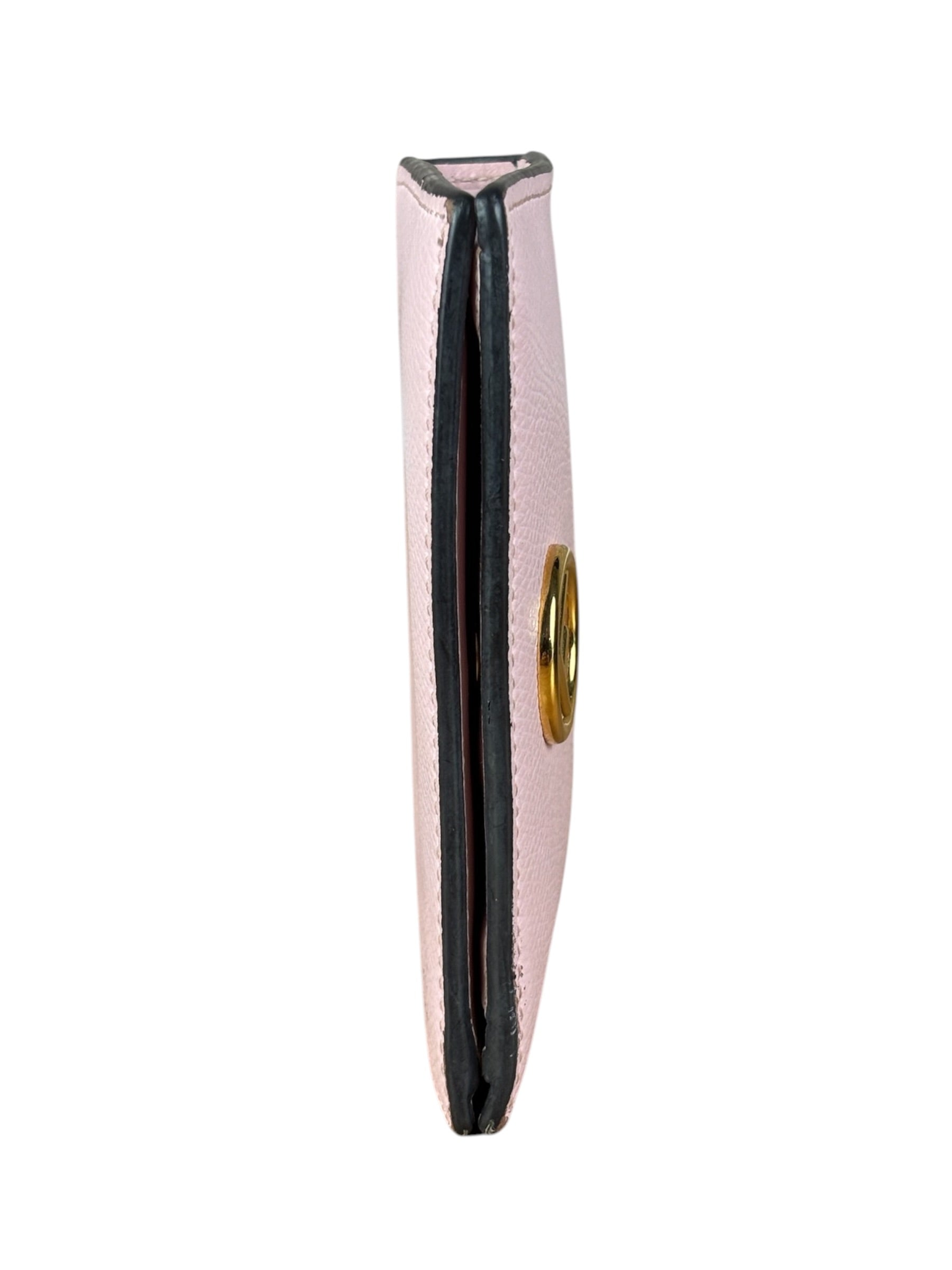 Fendi Light Pink Leather F Logo Snap Wallet