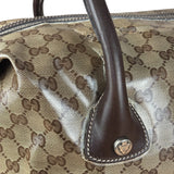 Gucci Vintage GG Coated Canvas Crystal Boston Handbag