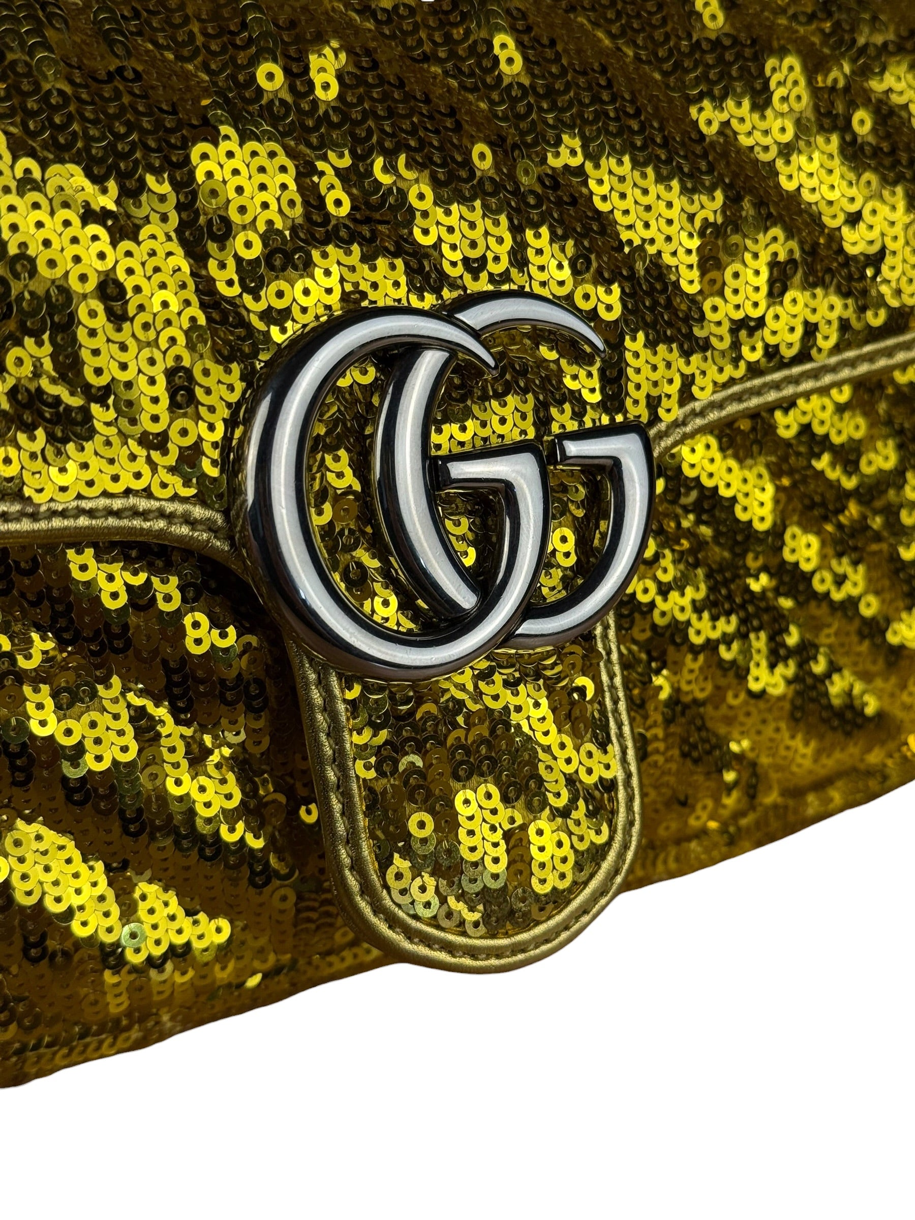 Gucci GG Marmont Gold Sequin Chain Shoulder Bag