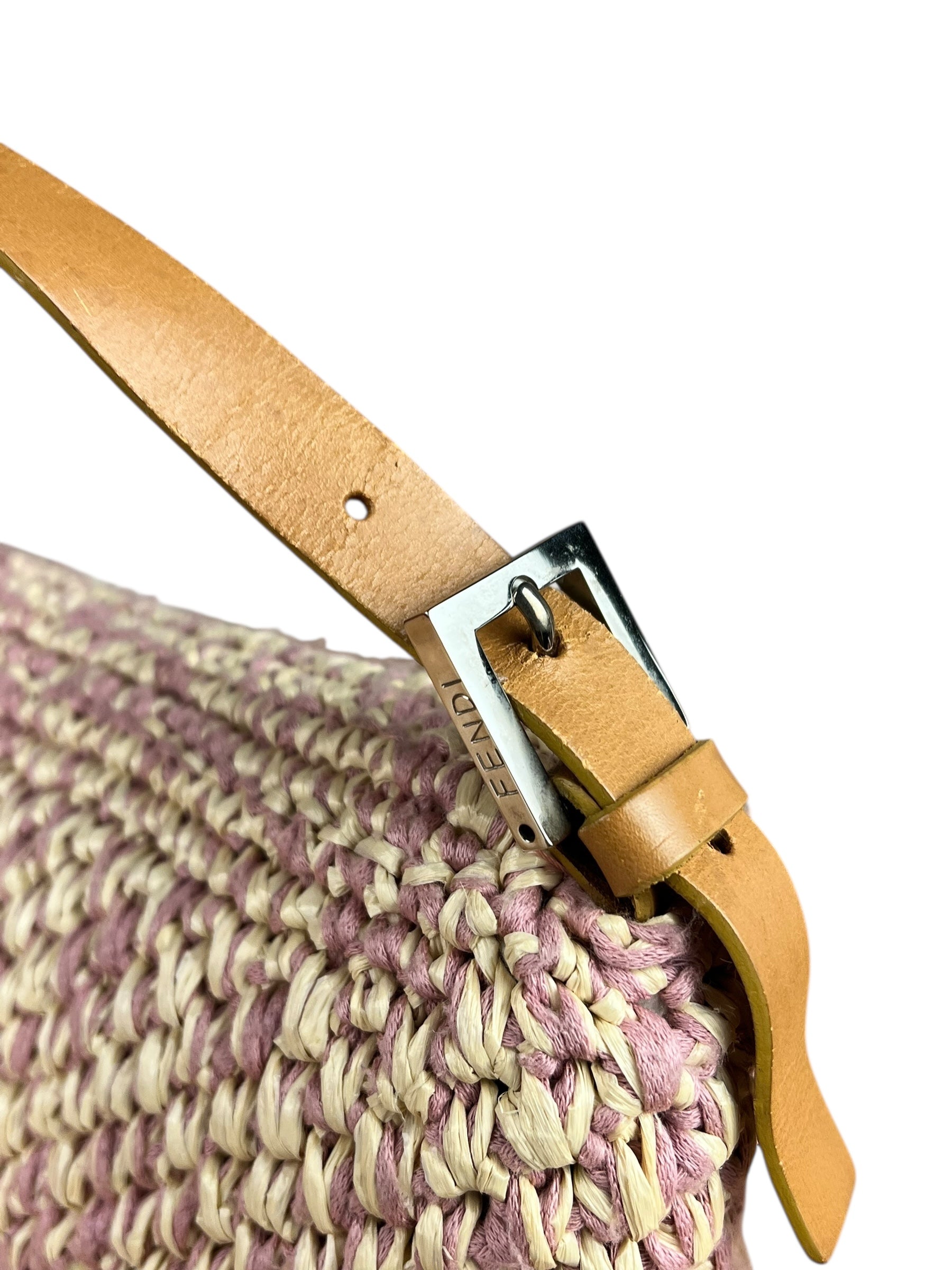 Fendi Raffia Crochet Baguette