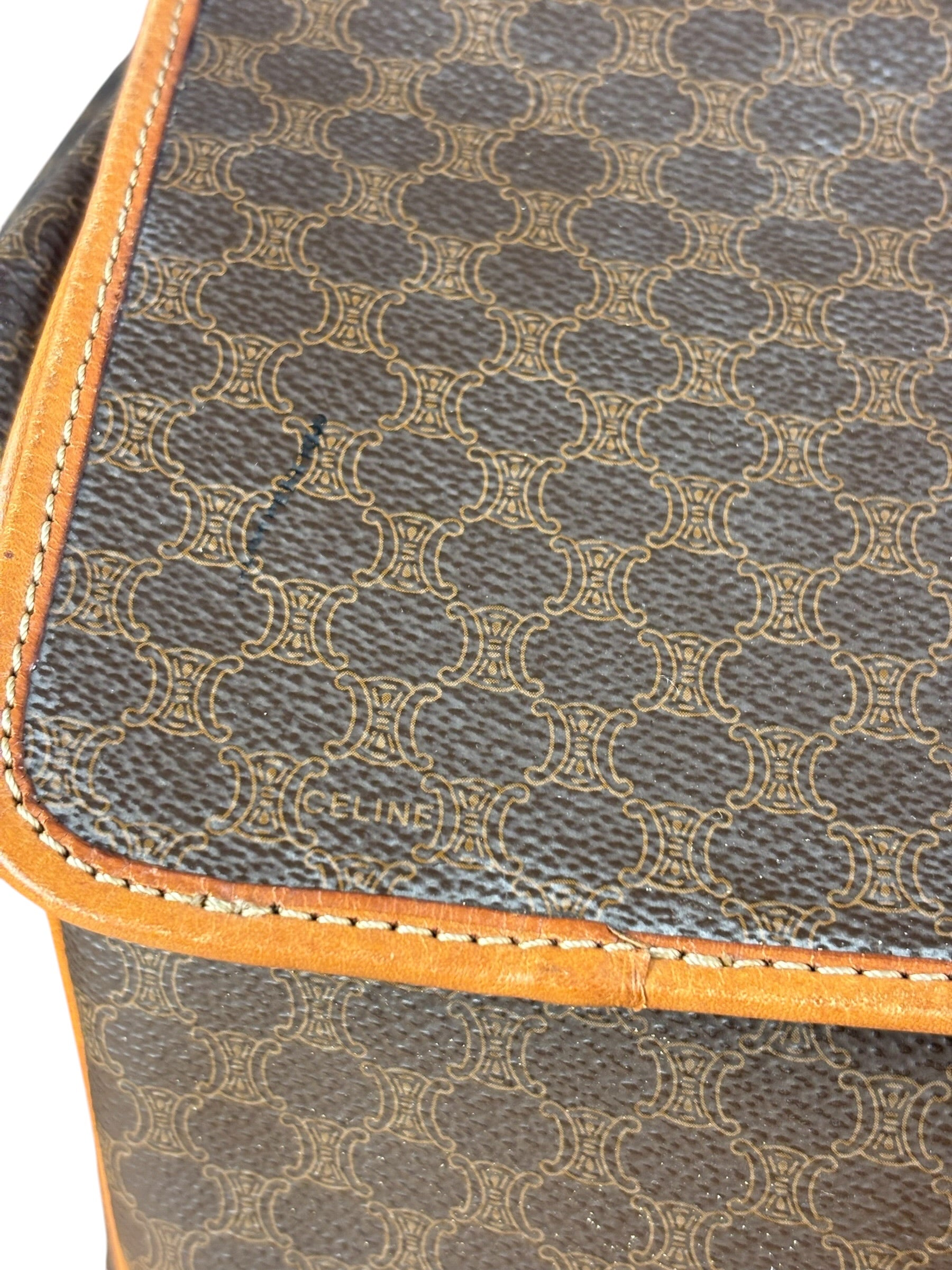 Celine Vintage Macadam Coated Canvas Weekender Travel Bag