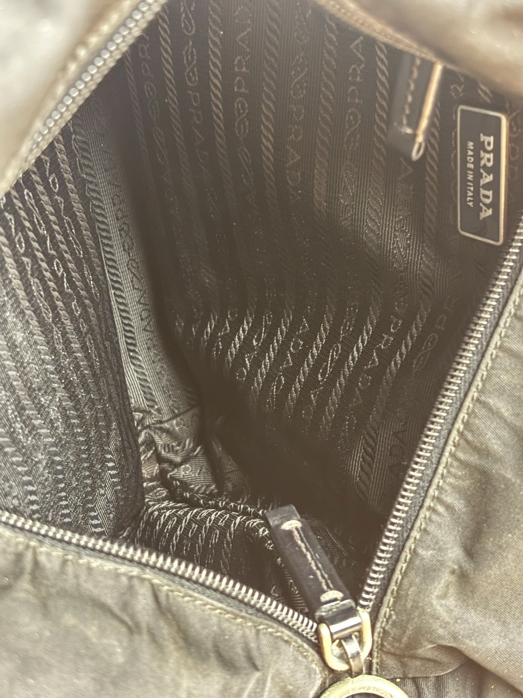 Prada Black Tessuto Nylon Leather Trim Hand Bag
