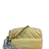 Chanel CC Patent Quilted Yellow Camera Bag 1991