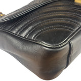 Gucci GG Black Marmont Leather Medium Shoulder Bag