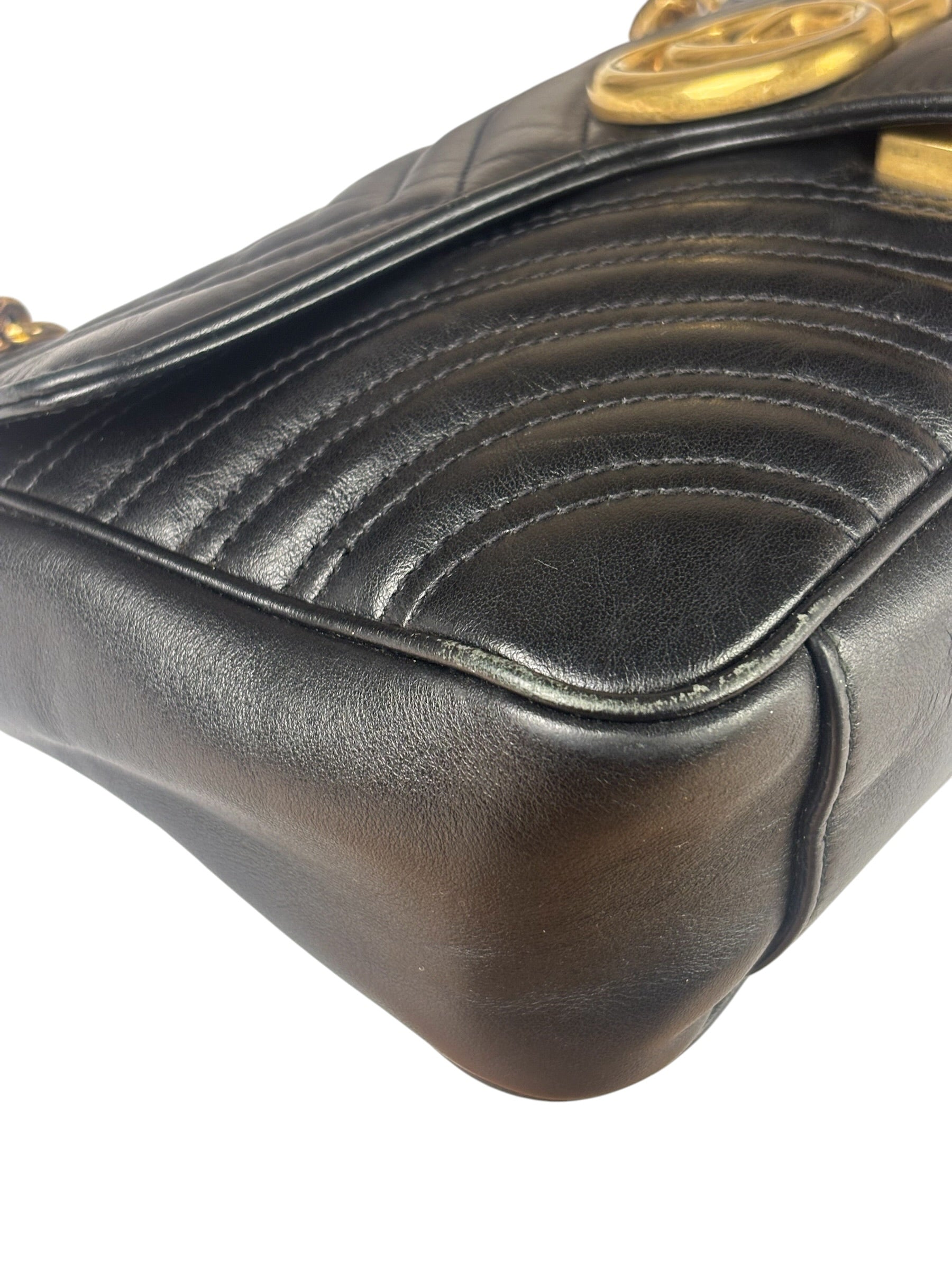 Gucci GG Black Marmont Leather Medium Shoulder Bag