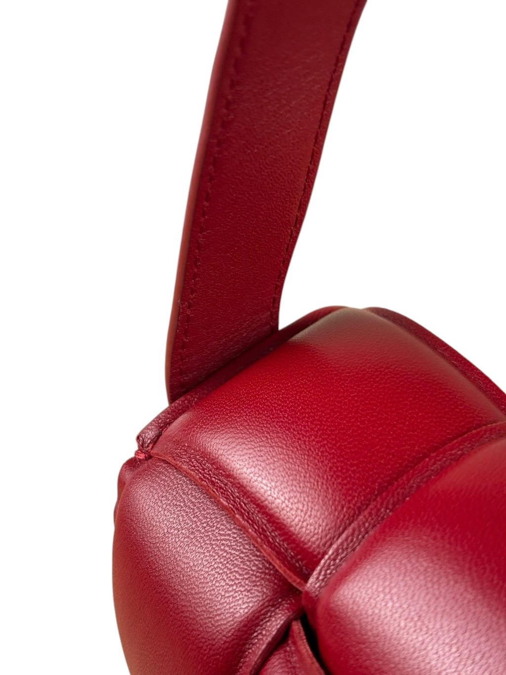 Bottega Veneta Red Intrecciato Padded Cassette Flap Bag
