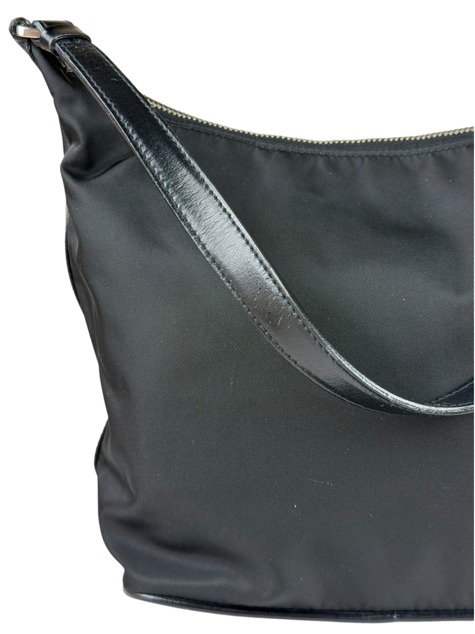 Prada Black Leather Trim/Tessuto Nylon  Shoulder Bag