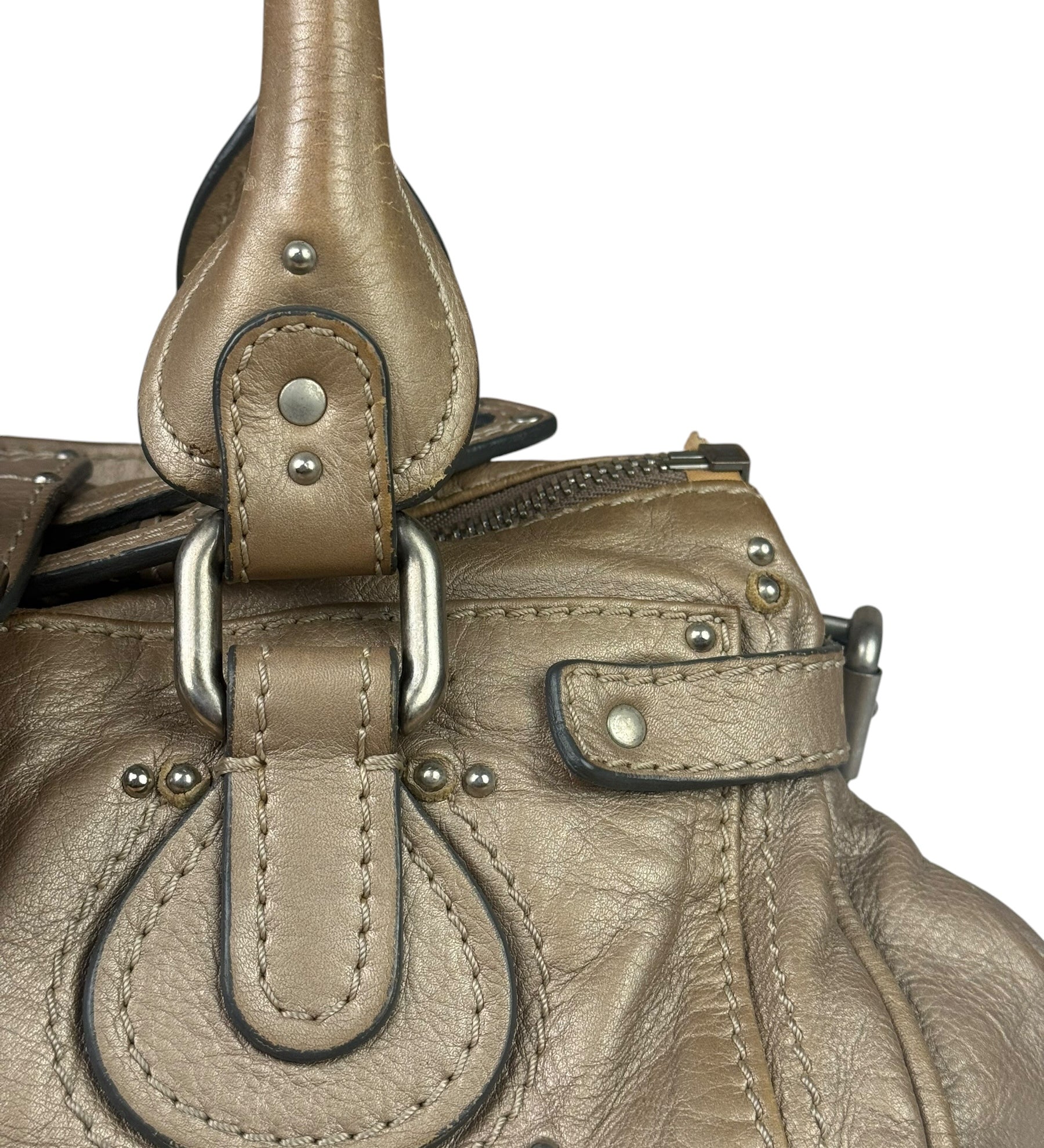 Chloe Bronze Leather Paddington Shoulder Bag