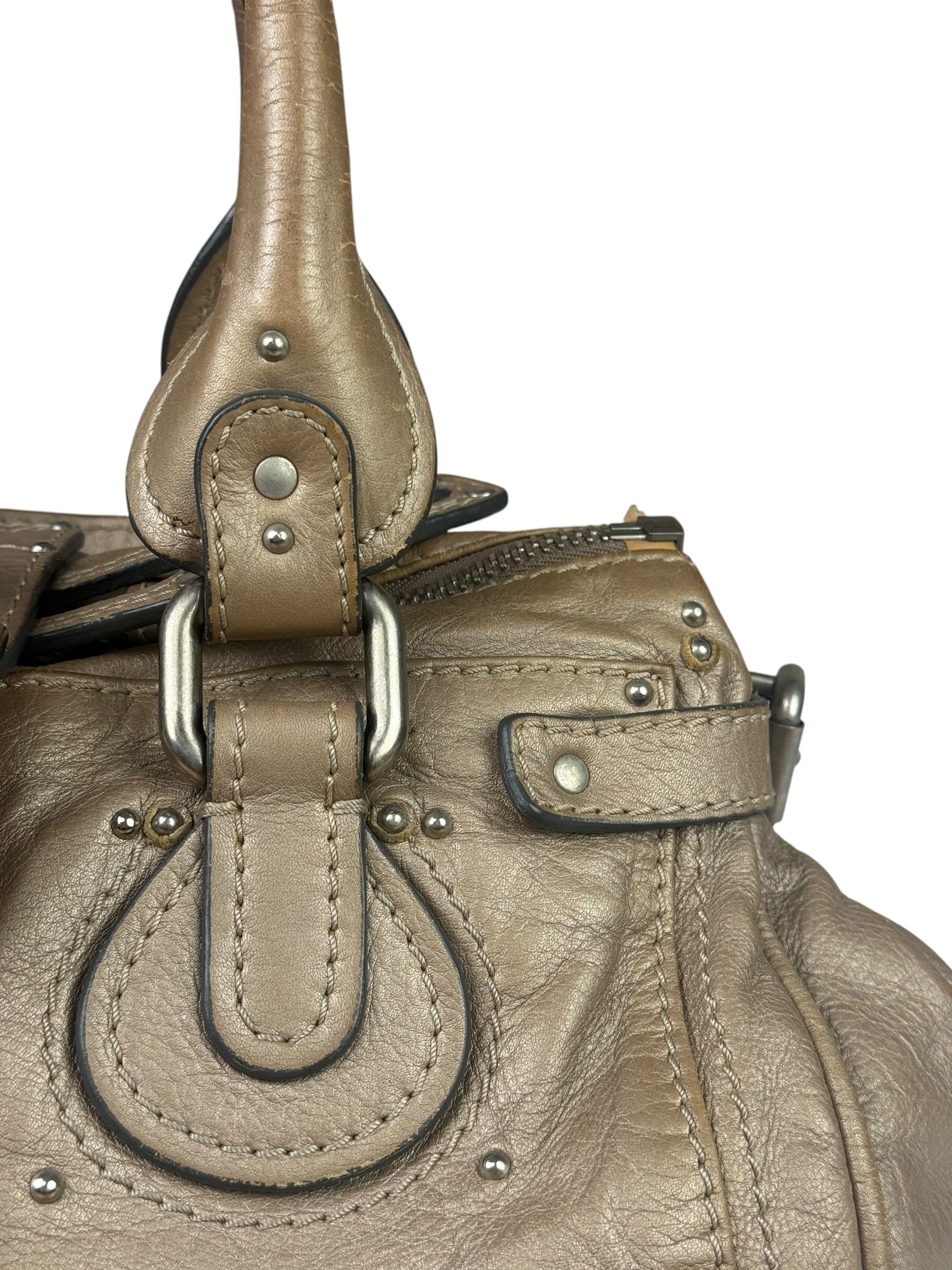 Chloe Bronze Leather Paddington Shoulder Bag