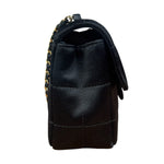 Chanel Black Satin Chocolate Bar Mini Chain Flap Bag 2010