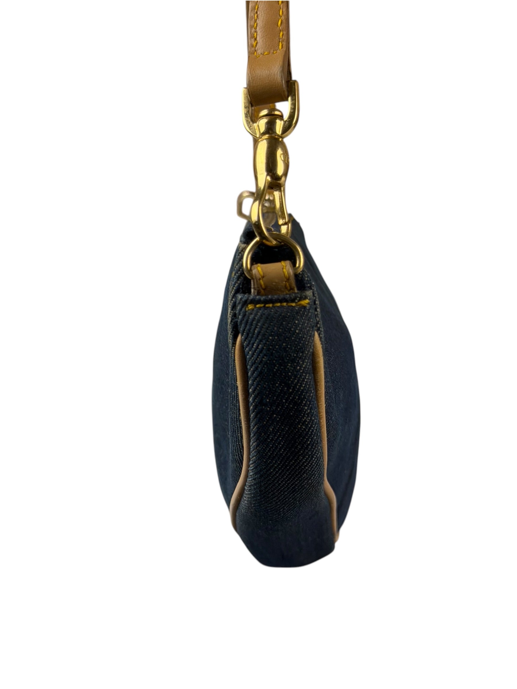 Christian Dior Denim Beige Leather Mini Saddle Pochette