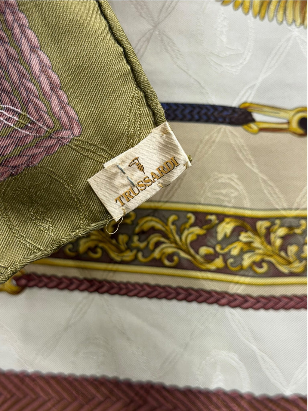 Trussardi Equestrian Carriage Print Silk Square Scarf