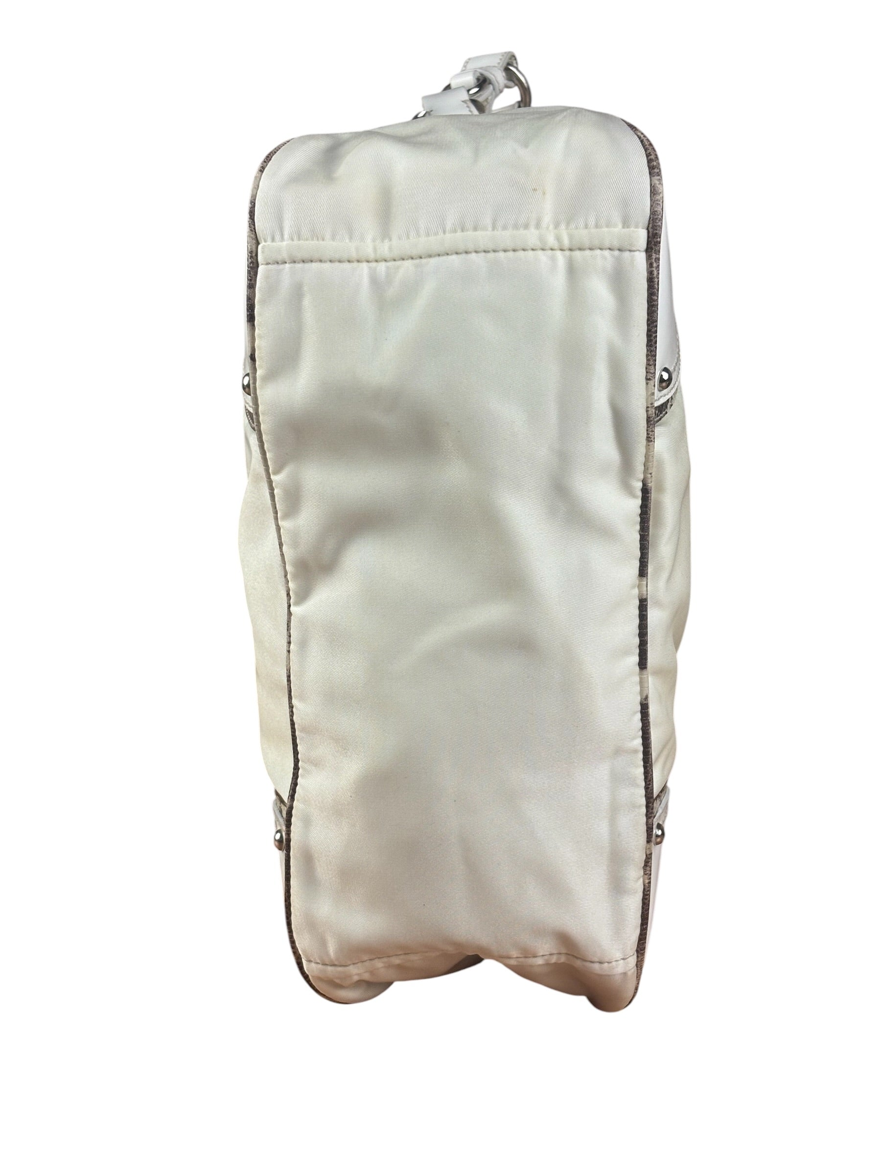 Prada White Tessuto Nylon Leather Trim Shoulder Bag