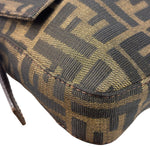 Fendi Brown Leather Trim Baguette