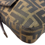 Fendi Brown Leather Trim Baguette