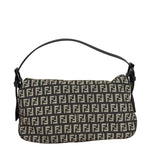 Fendi Black/Beige Leather Trim Zucca Mamma Baguette