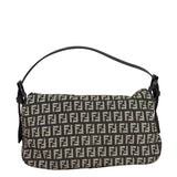 Fendi Black/Beige Leather Trim Zucca Mamma Baguette