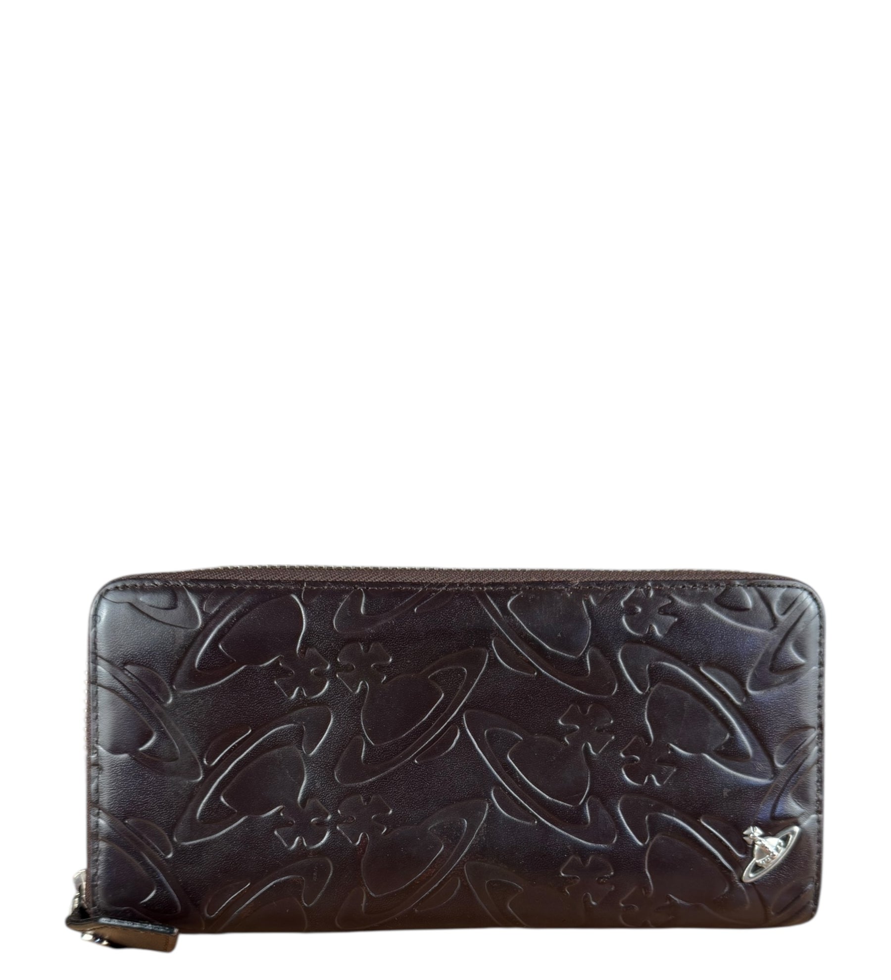 Vivienne Westwood Brown Leather Logo Zippy Wallet