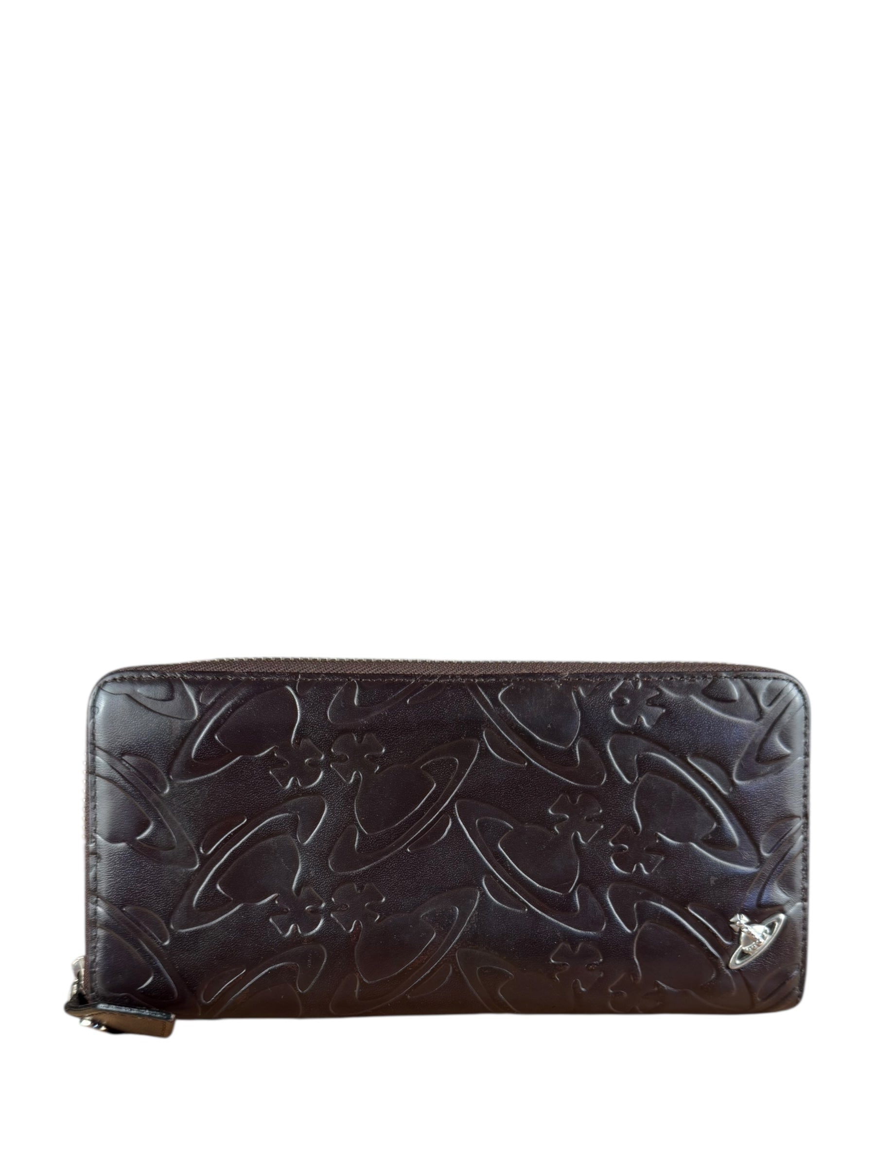 Vivienne Westwood Brown Leather Logo Zippy Wallet