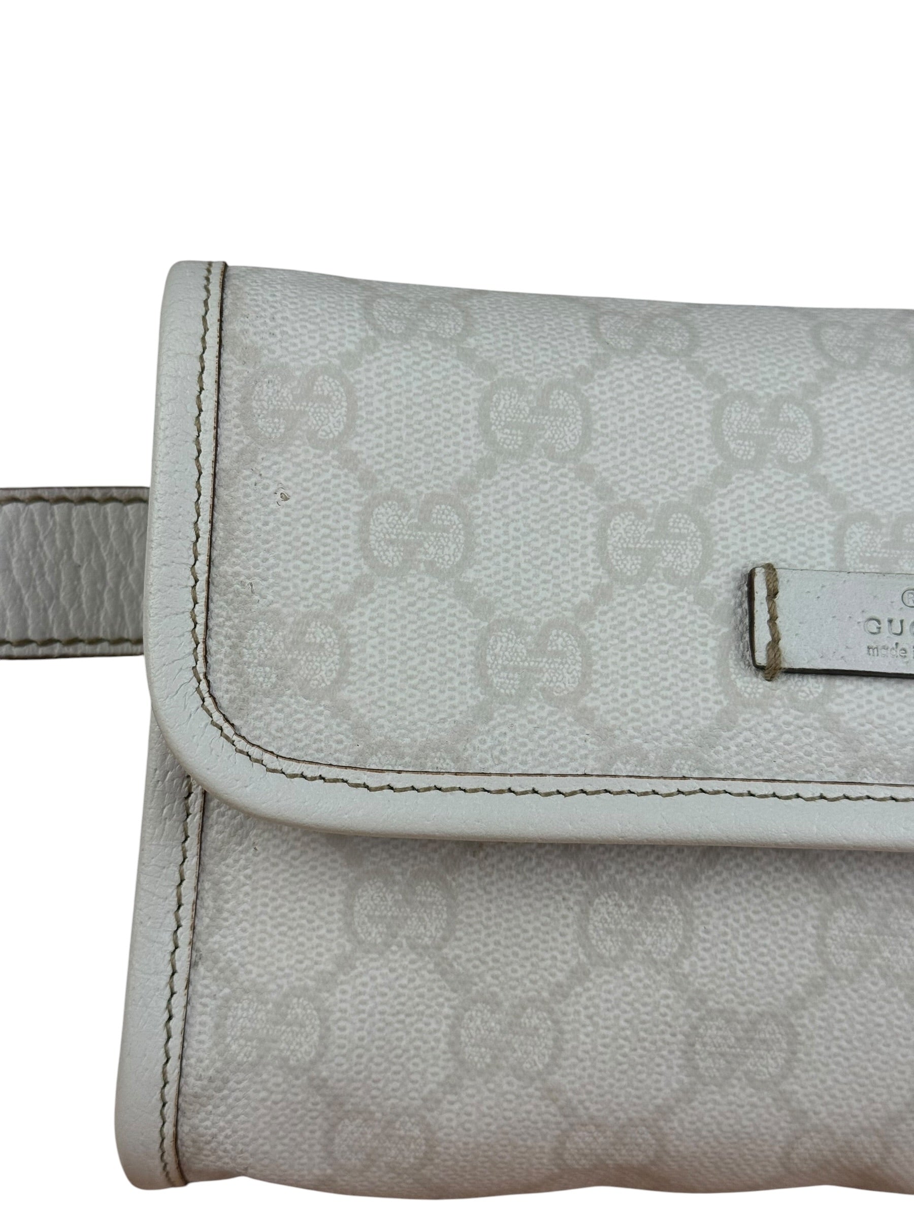 Gucci GG White Coated Canvas Sherry Line Belt Bag