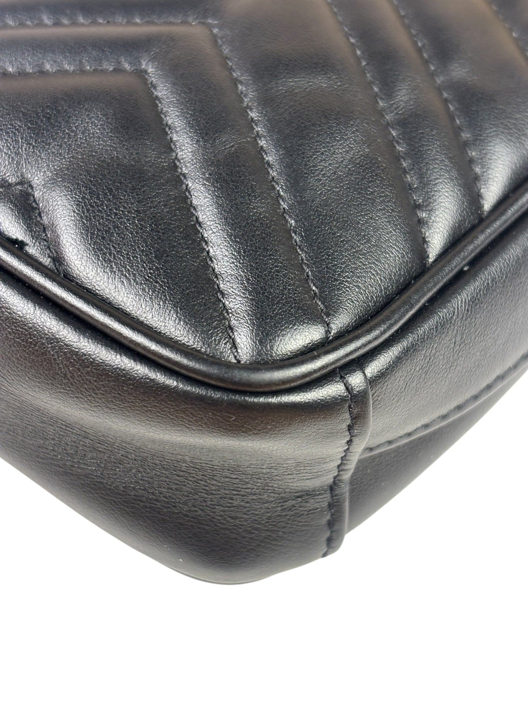 Gucci Black Leather Vertical Marmont Phone Crossbody Bag