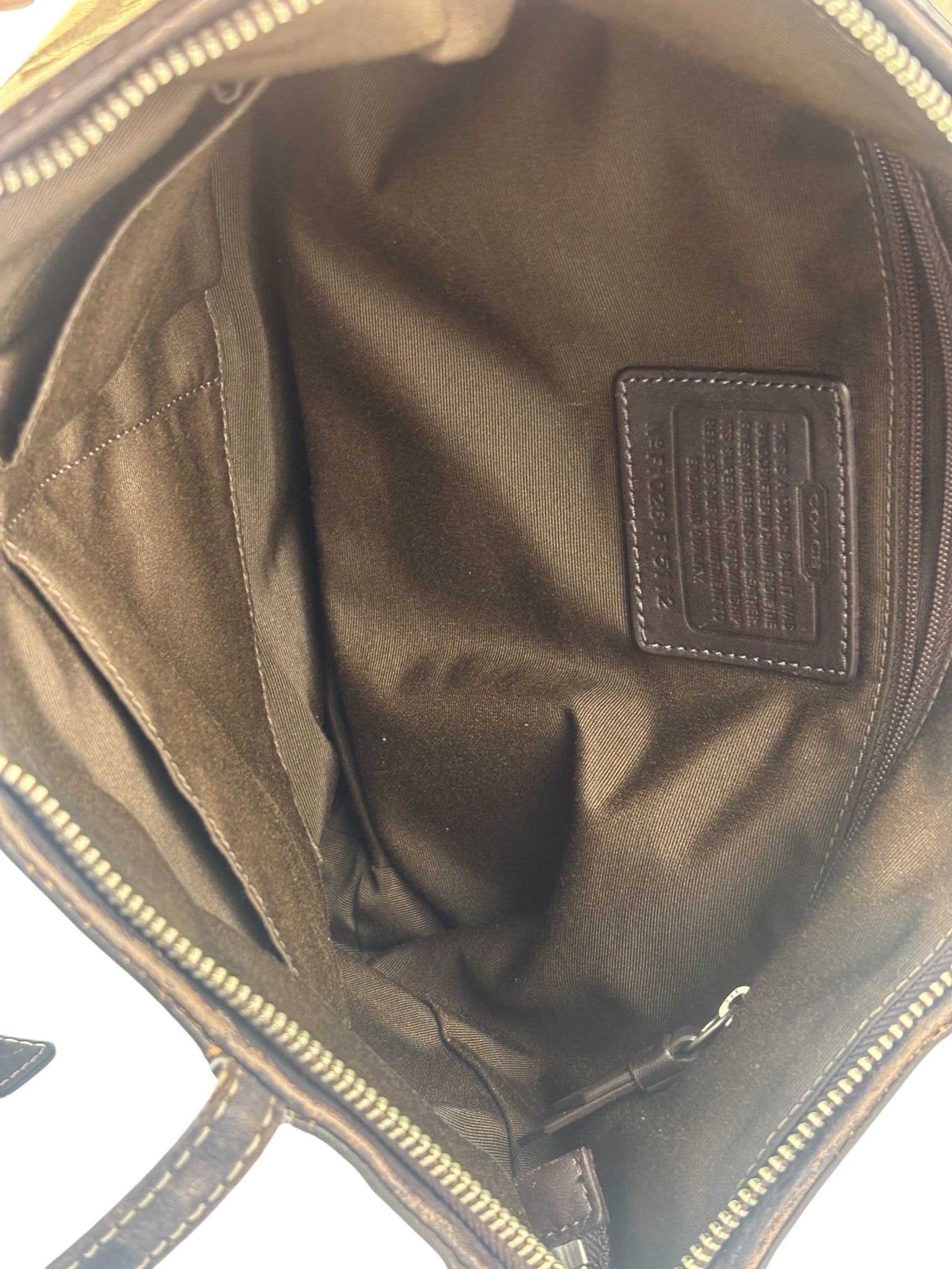 Coach Brown Leather Trim Signature Canvas Tote Bag