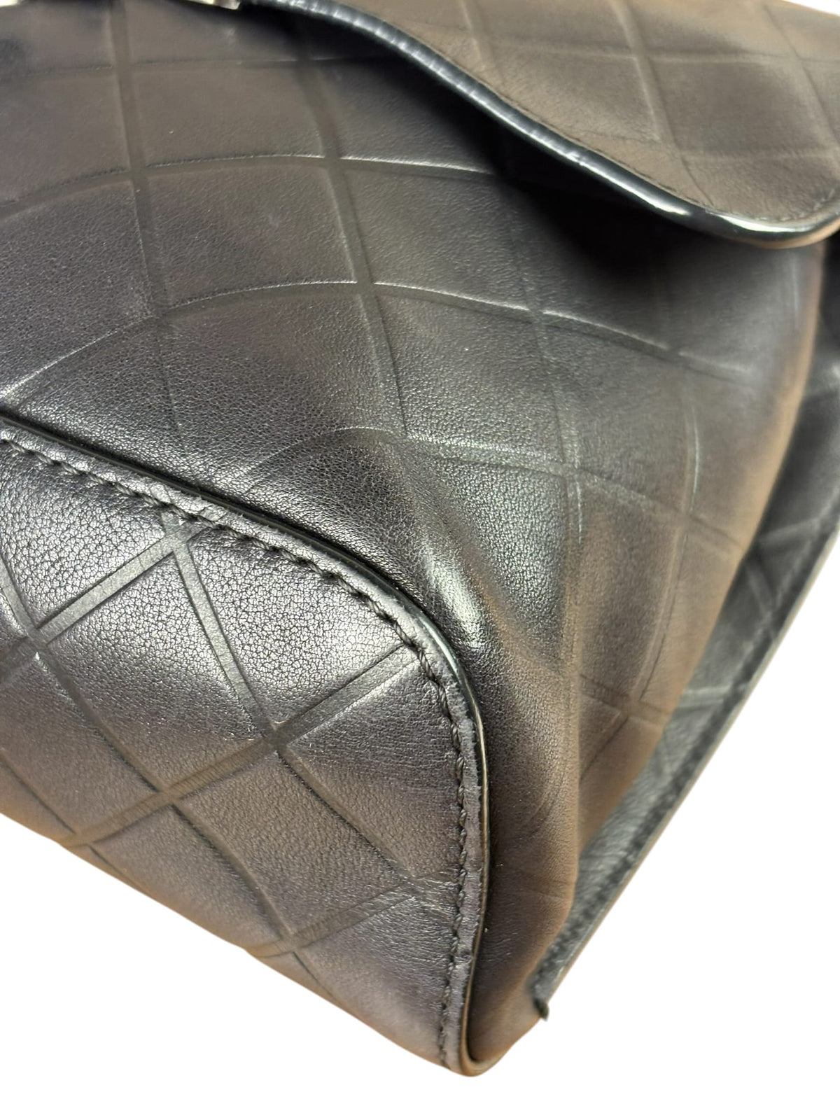 Chanel Black Embossed Leather CC Clasp Flap Bag 2015