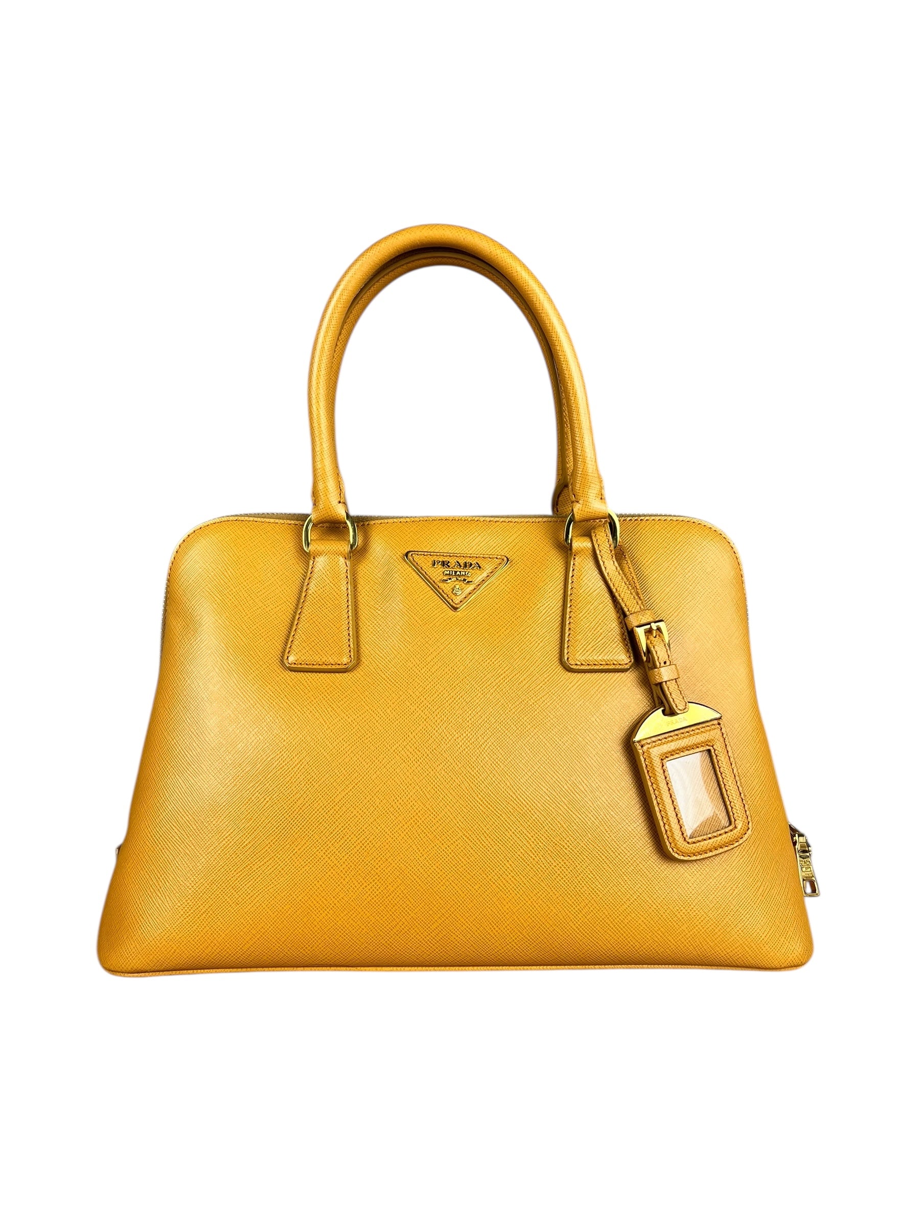Prada Saffiano Promenade Handbag Mustard