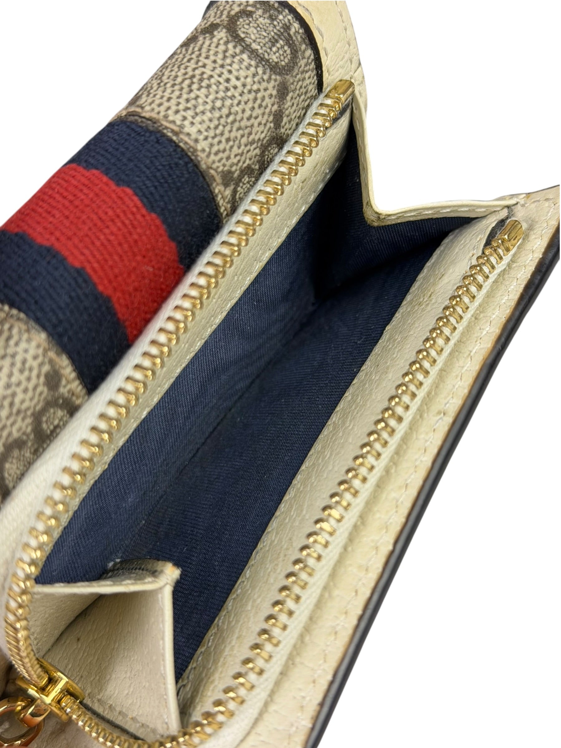 Gucci Beige Leather Trim Ophidia GG Supreme Card Case