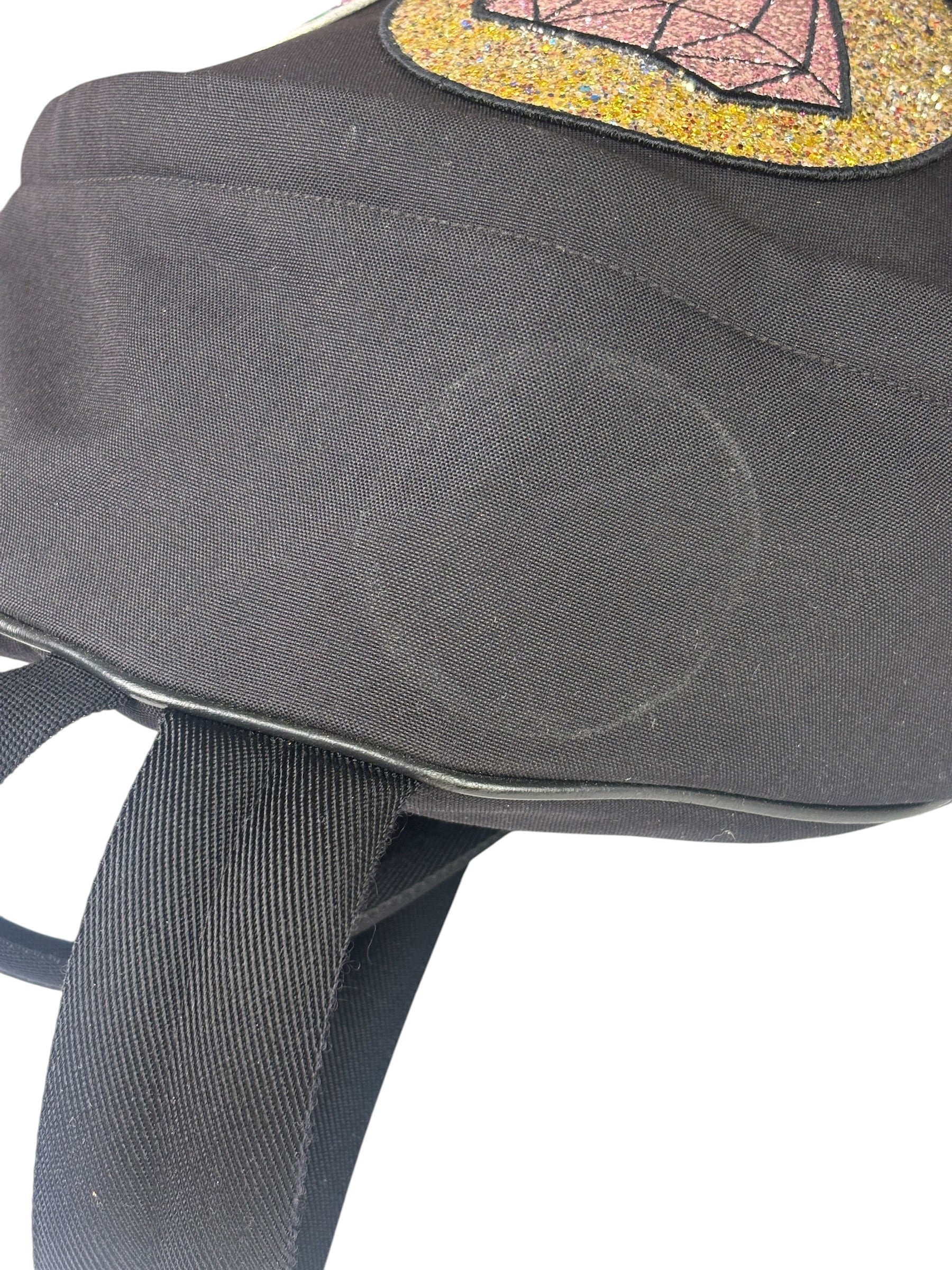 YSL Black Nylon/Leather Trim City Multi-Patch Backpack