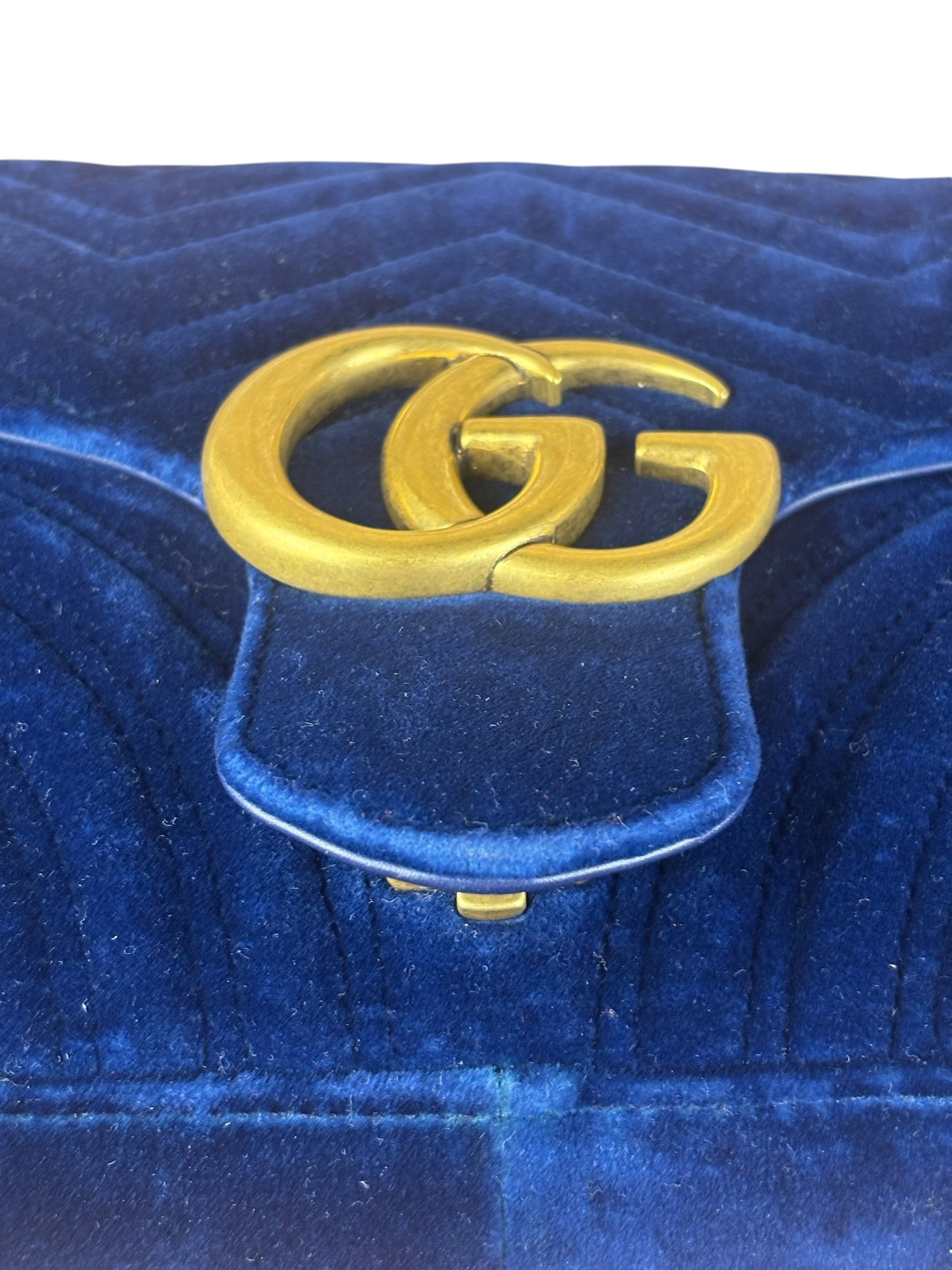 Gucci GG Blue Velvet Marmont Shoulder Bag