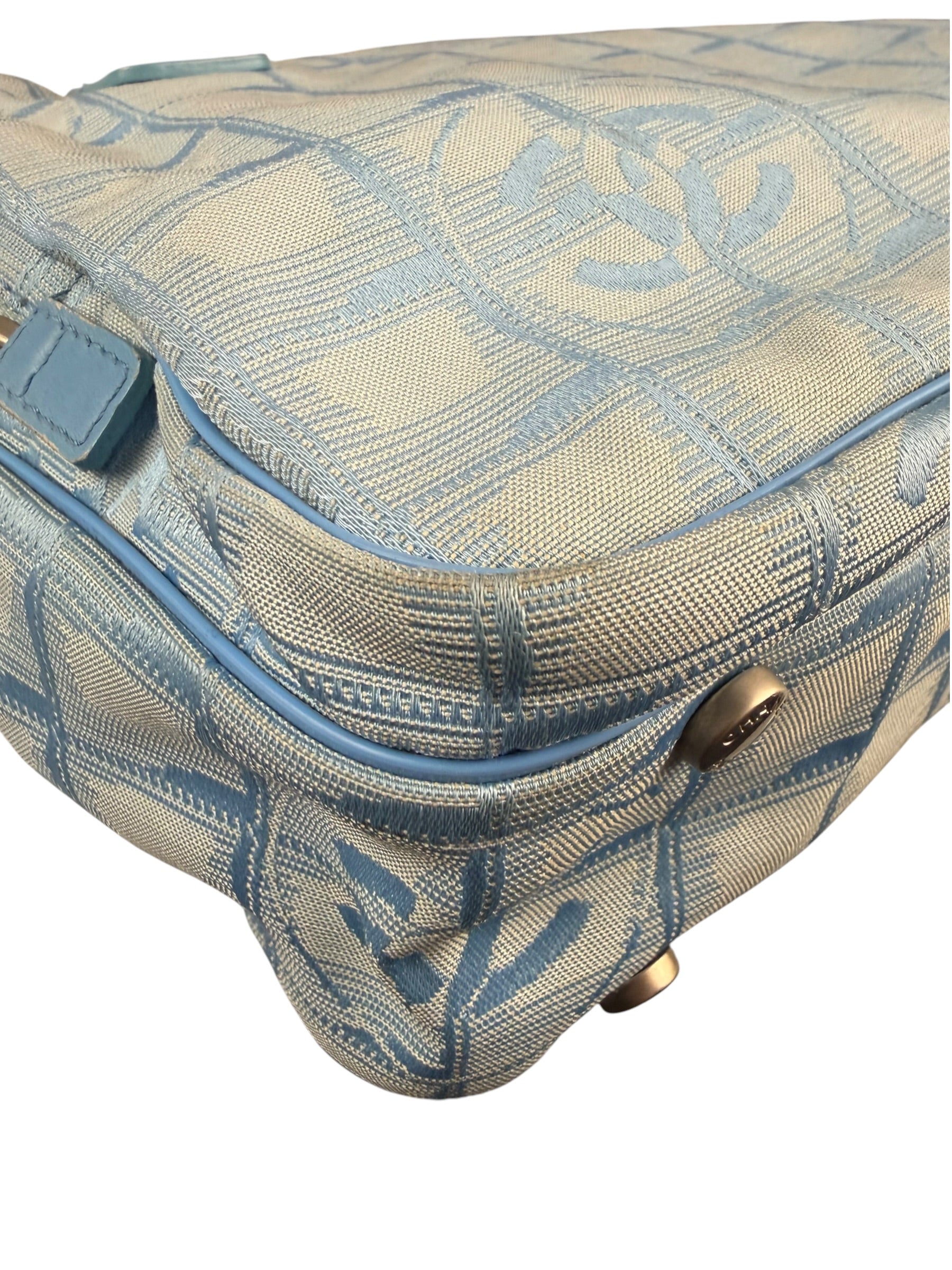 Chanel Blue CC Travel Line Tote Two-Way Bag