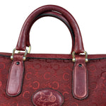 Celine Vintage Burgundy Macadam Print Mini Boston Handbag